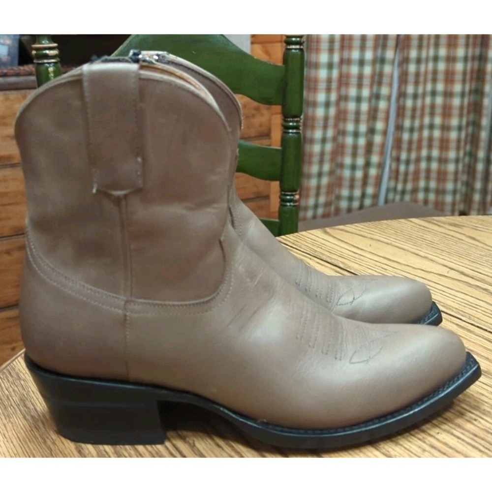 Women's Alvies The Rainey Gray Leather Cowgirl Ankle Boots Size 8.5 B - Picture 3 of 11